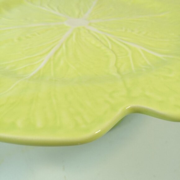 Bordallo Pinheiro Cabbage Light Green 12" Pedestal Cake Stand RARE Majolica - Picture 4 of 7